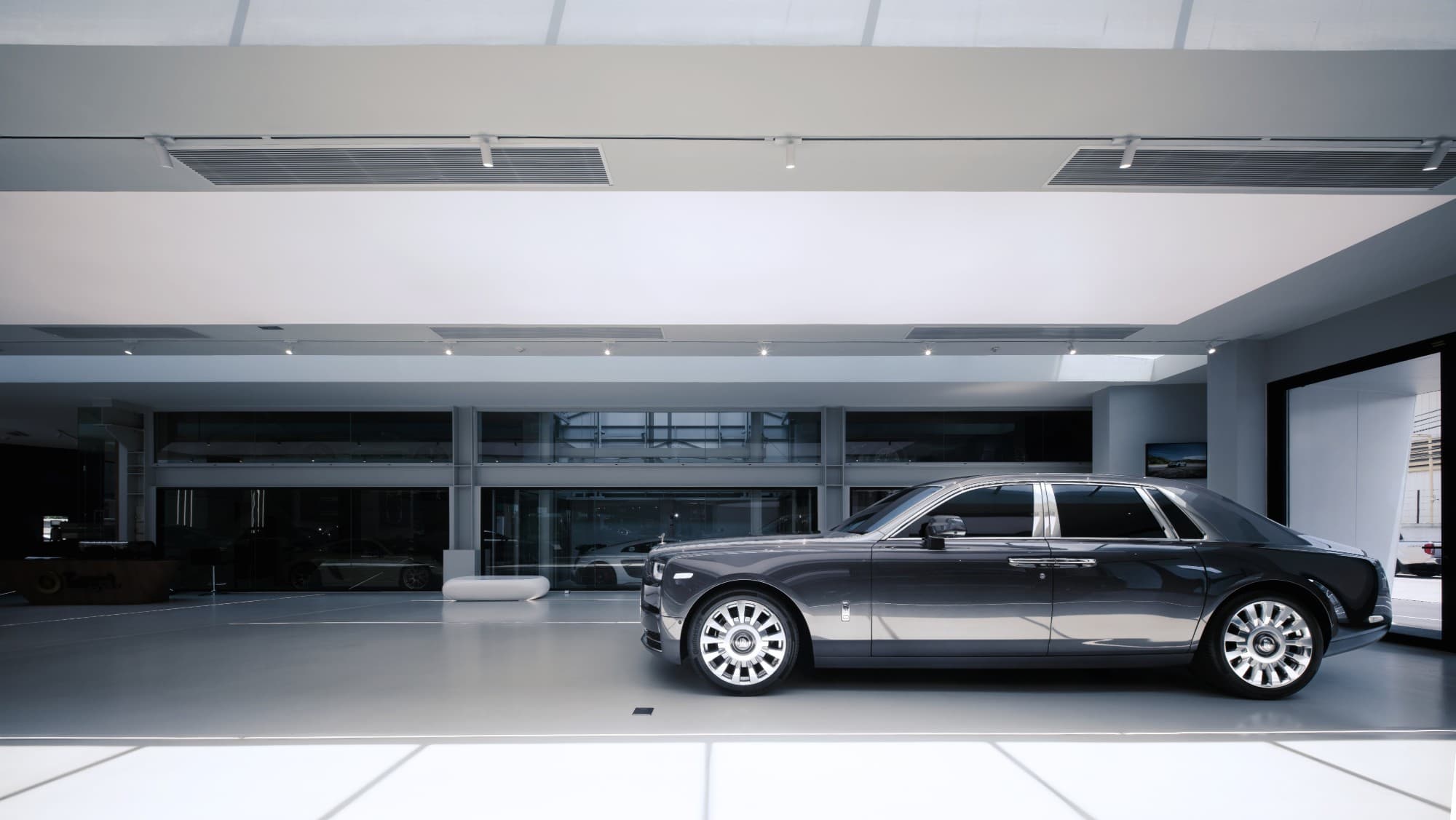 A Rolls-Royce Phantom on the delivery floor at Target Car Center, Rama III, Bangkok